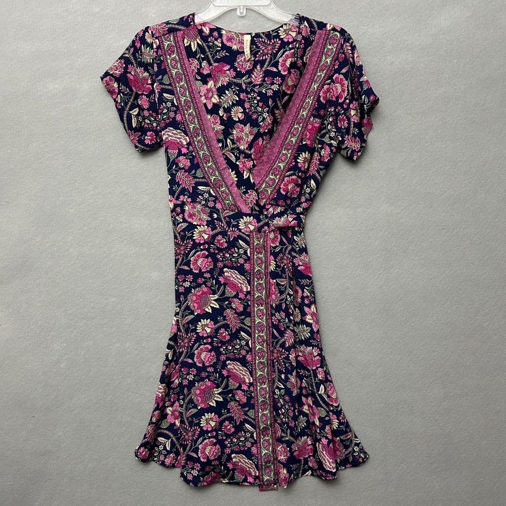 Raga Women S Wrap Dress Multicolor Floral Flutter Boho Eclectic Twee Funky